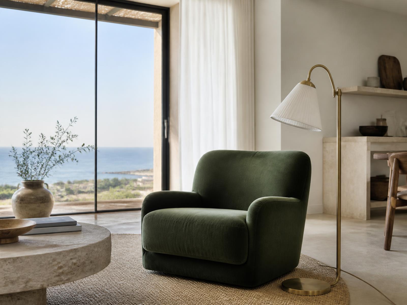 Calm Mediterranean residence interior prepared for owner and guest use